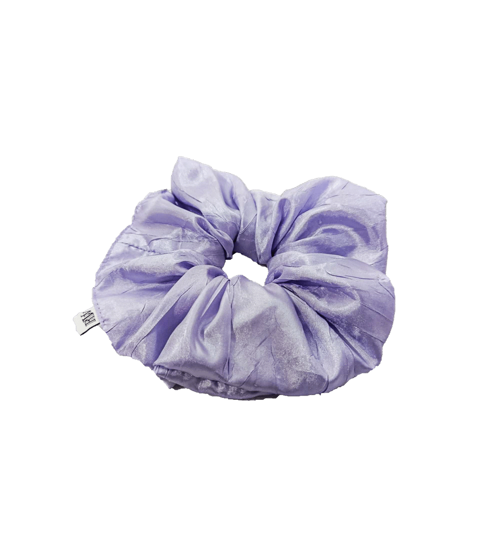 Scrunchie liliowa satynowa, upcycling