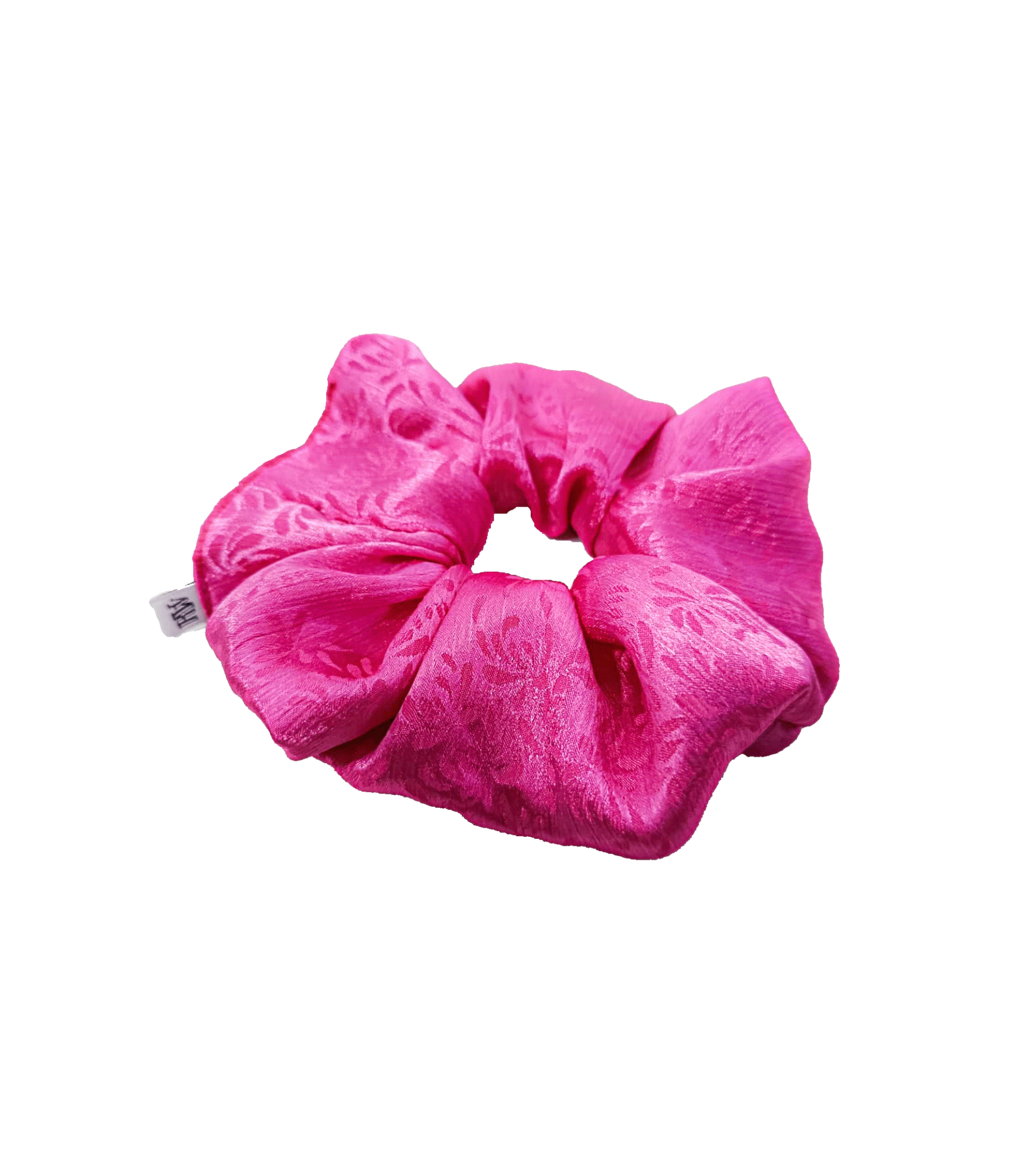 Scrunchie fuksja w delikatny wzór, upcycling