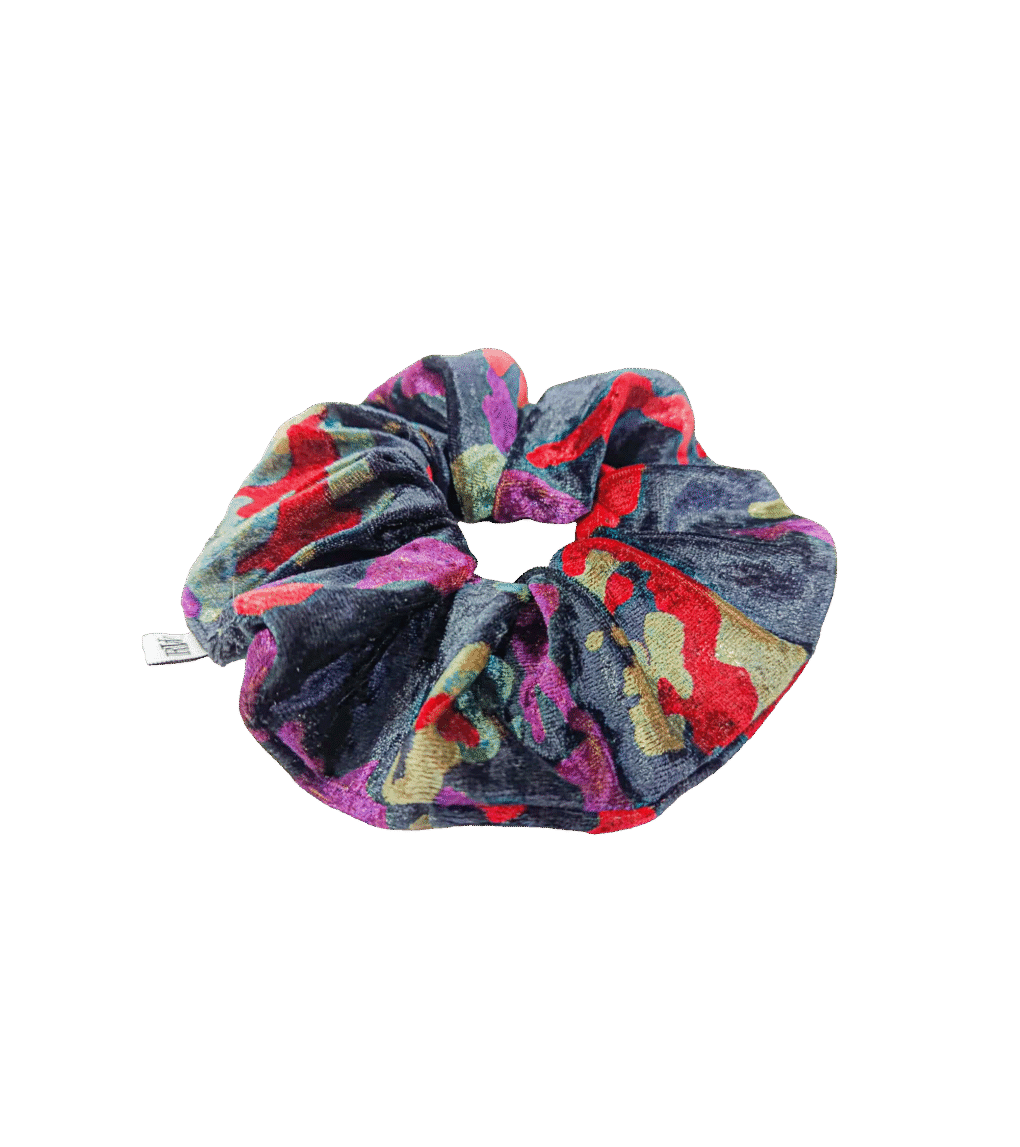 Scrunchie aksamitna we wzory, upcycling
