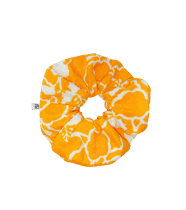 Scrunchie frotte w ciepłożółty wzór, upcycling