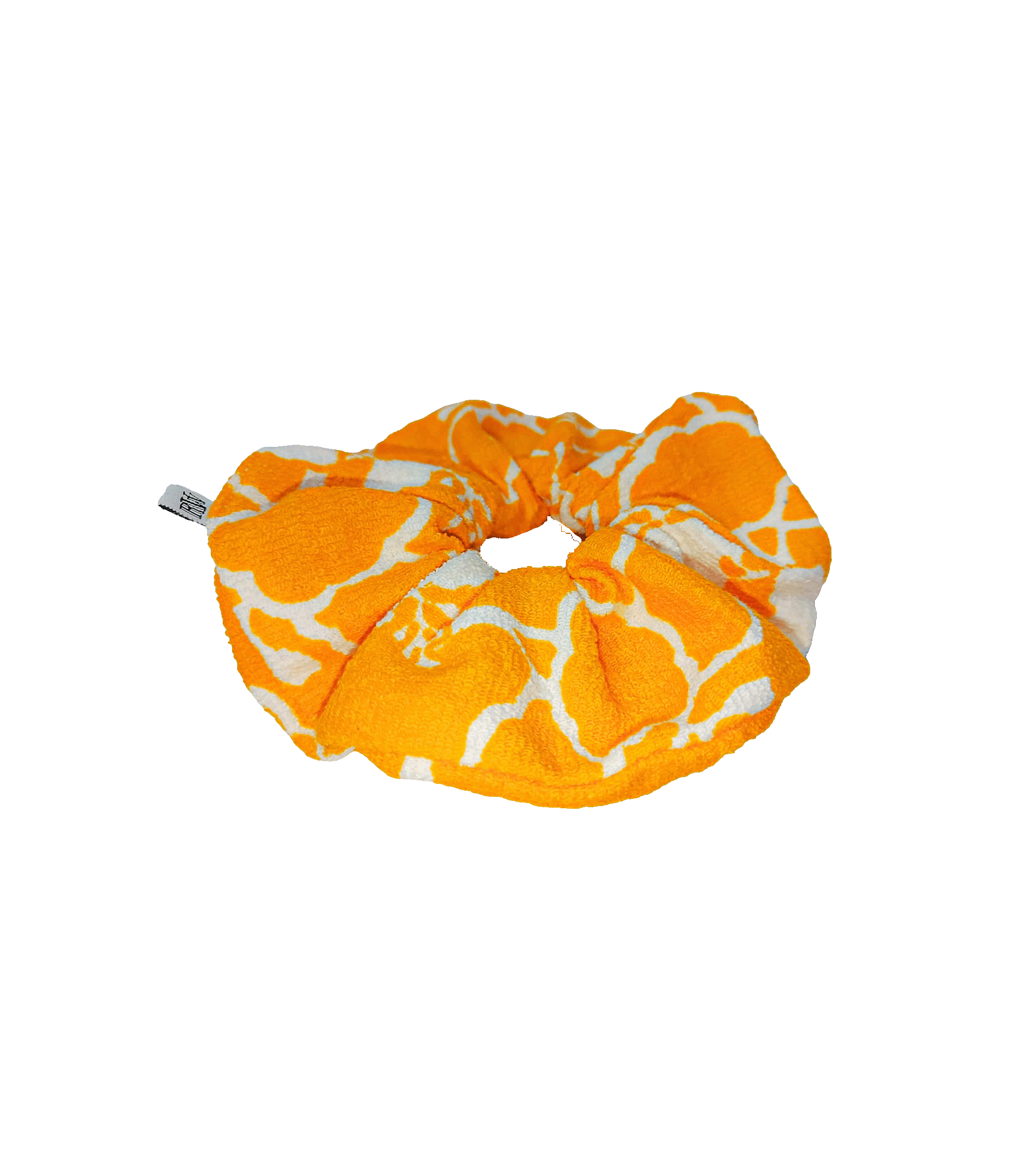 Scrunchie frotte w ciepłożółty wzór, upcycling