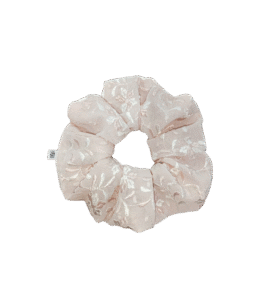 Haftowana scrunchie kremowa, upcycling