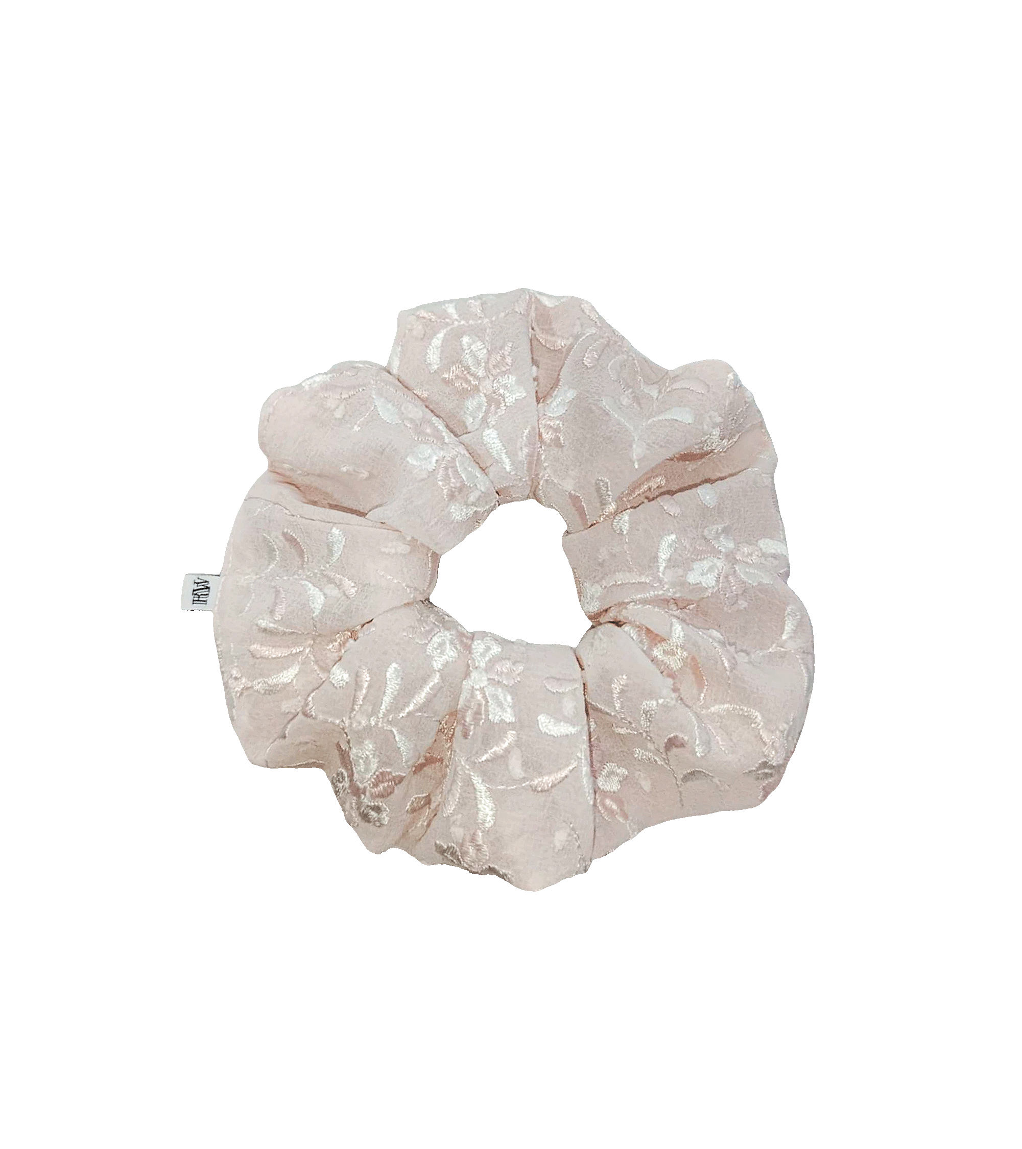 Haftowana scrunchie kremowa, upcycling