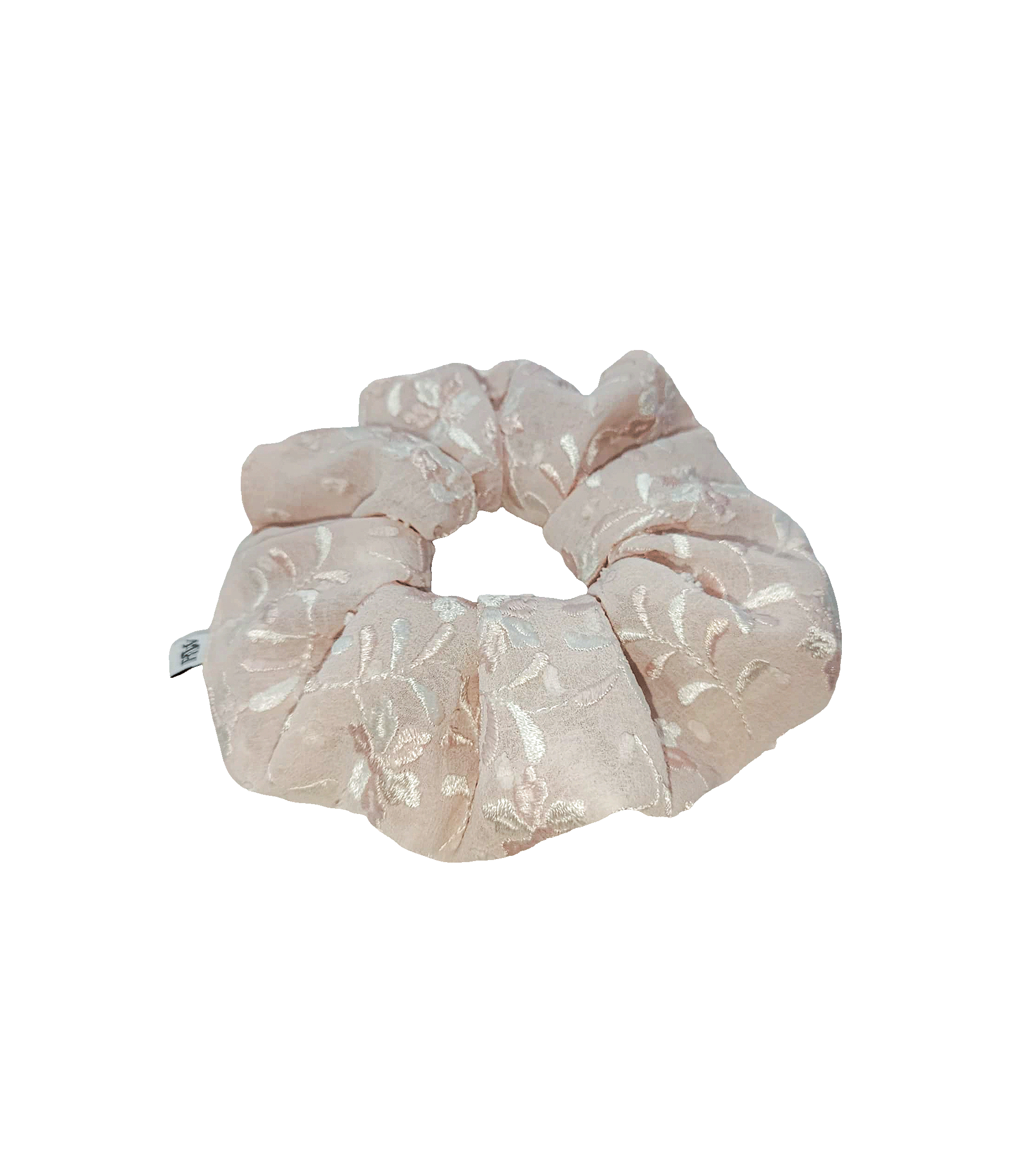 Haftowana scrunchie kremowa, upcycling