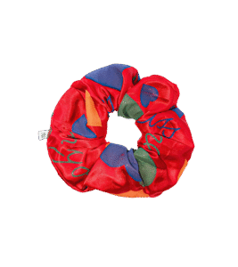 Scrunchie czerwona vintage we wzory, upcycling