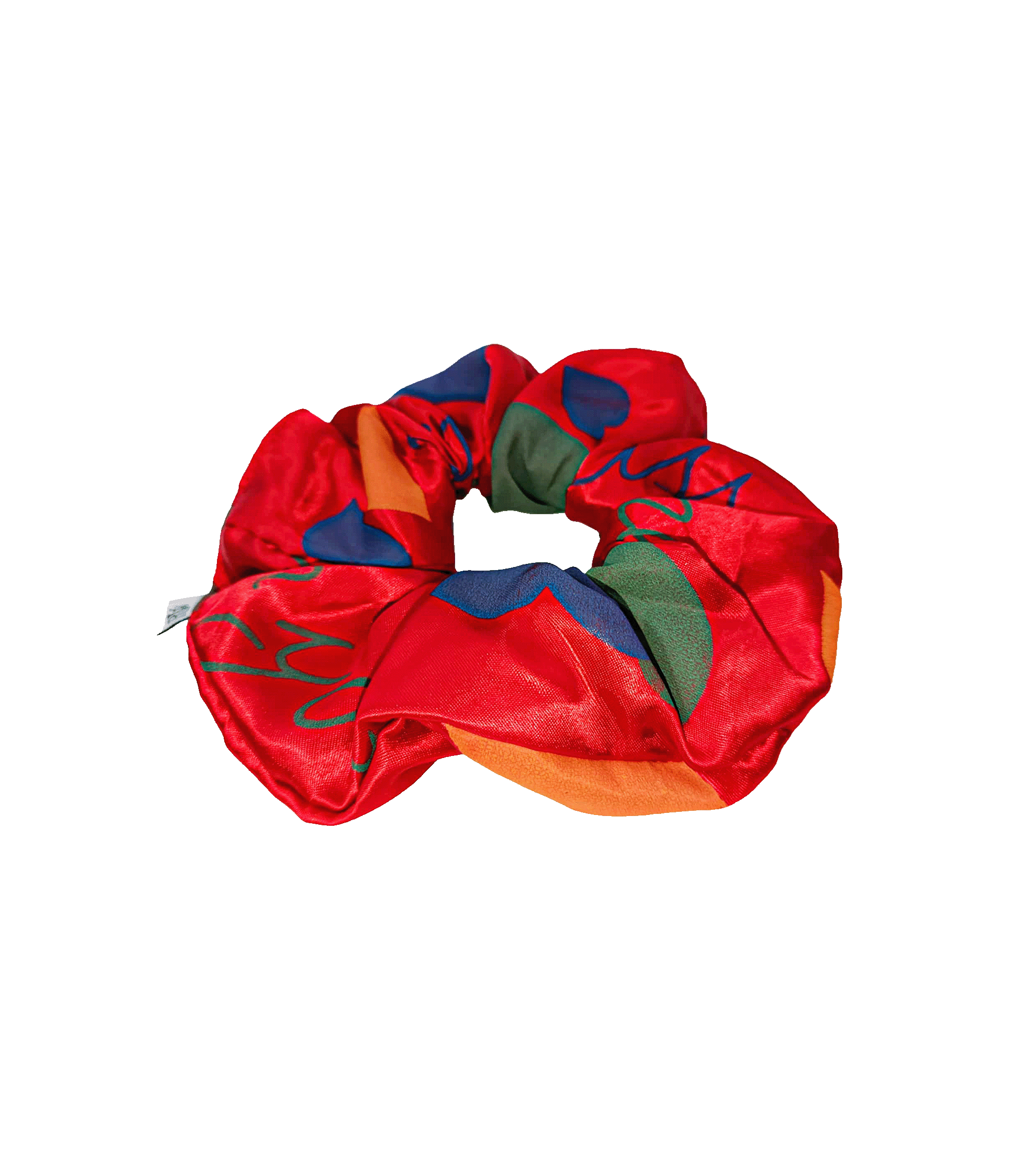Scrunchie czerwona vintage we wzory, upcycling
