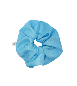Scrunchie błękitna w delikatny wzór, upcycling