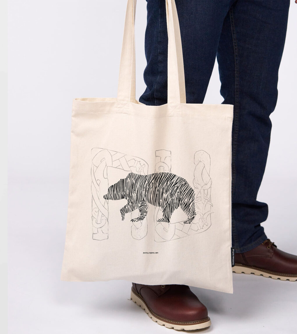 Torba bawełniana z recyklingu, motyw wikingowy Bear Spirit