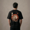 T-shirt luźny z recyklingu, czarny – Zodiak Rak – Japoński Kanji