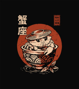 Cancer zodiak sign, japanese inspired