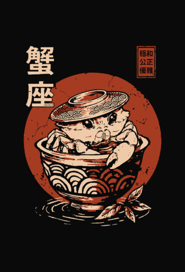 Cancer zodiak sign, japanese inspired