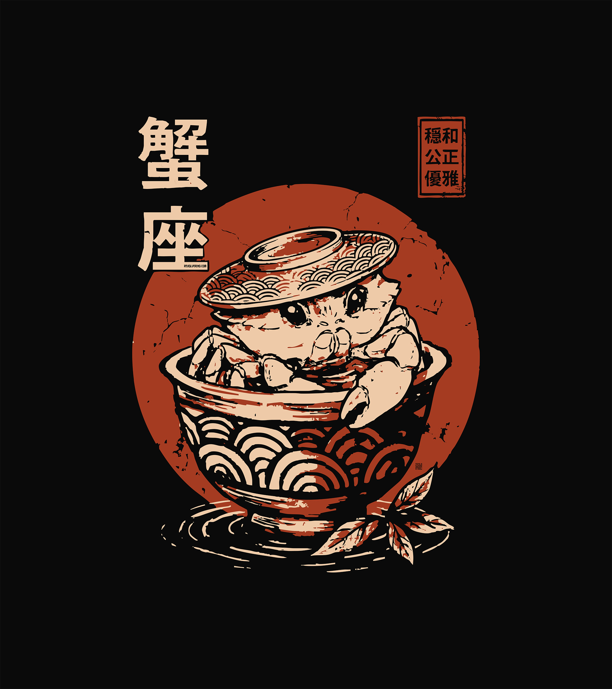 Cancer zodiak sign, japanese inspired