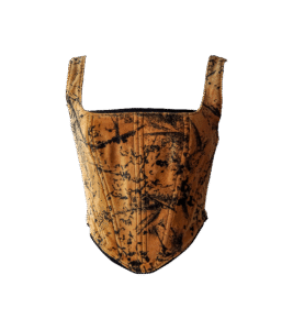 Welurowy gorset w musztardowy wzór, upcycled