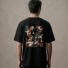 T-shirt luźny z recyklingu, czarny – Zodiak Ryby – Japoński Kanji