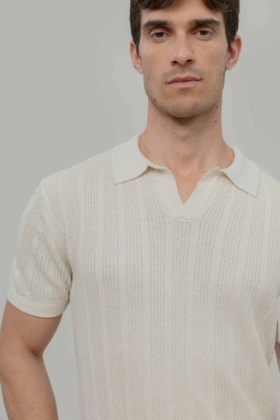 Koszulka polo z jedwabiu męska, z recyklingu