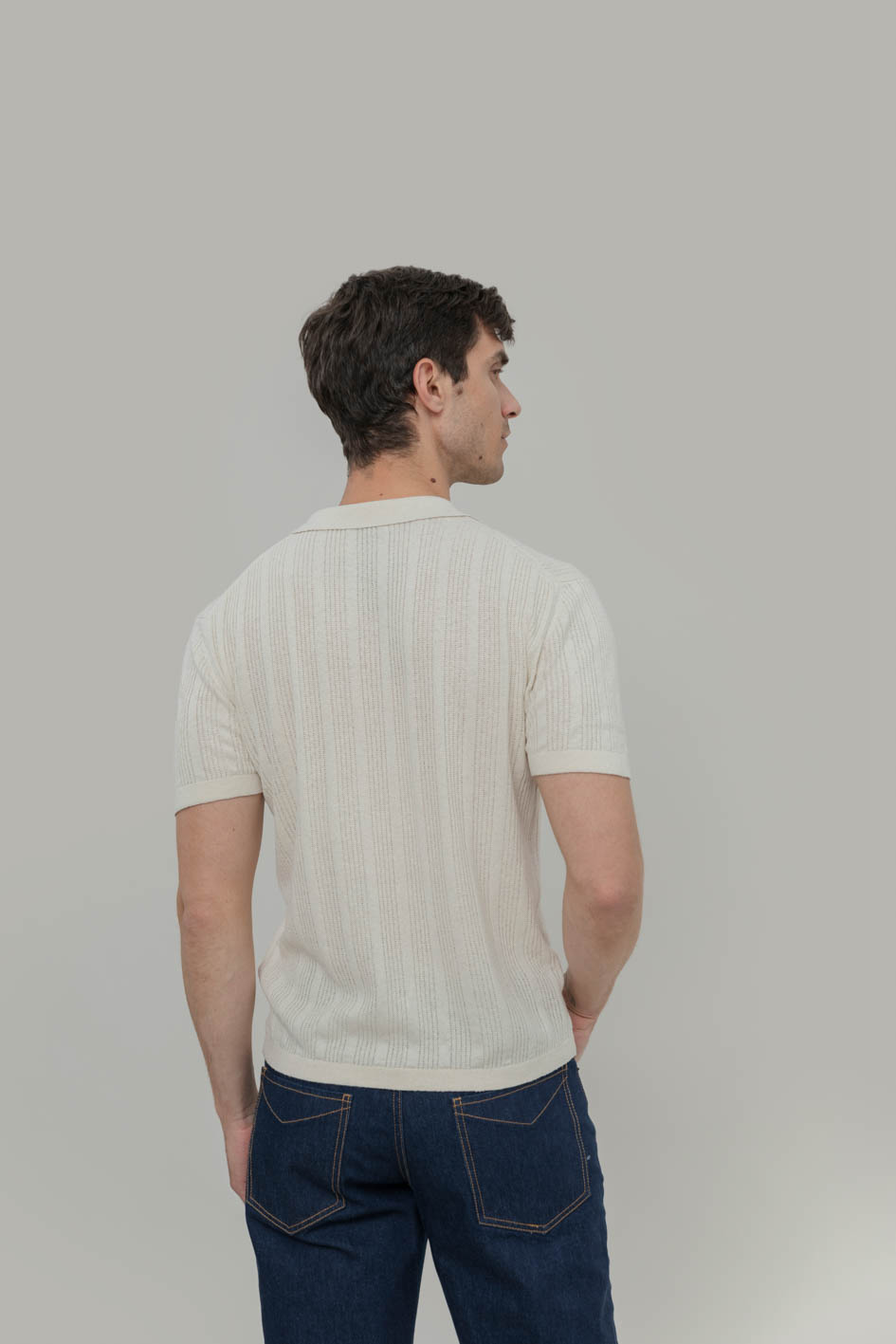 Koszulka polo z jedwabiu męska, z recyklingu