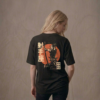 T-shirt luźny z recyklingu, czarny – Zodiak Strzelec – Japoński Kanji