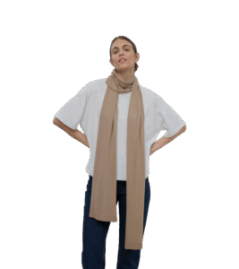 Szal długi beżowy z wiskozy