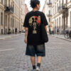 T-shirt luźny z recyklingu, czarny – Zodiak Bliźnięta – Japoński Kanji