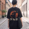 T-shirt luźny z recyklingu, czarny – Zodiak Waga – Japoński Kanji