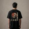 T-shirt luźny z recyklingu, czarny – Zodiak Panna – Japoński Kanji