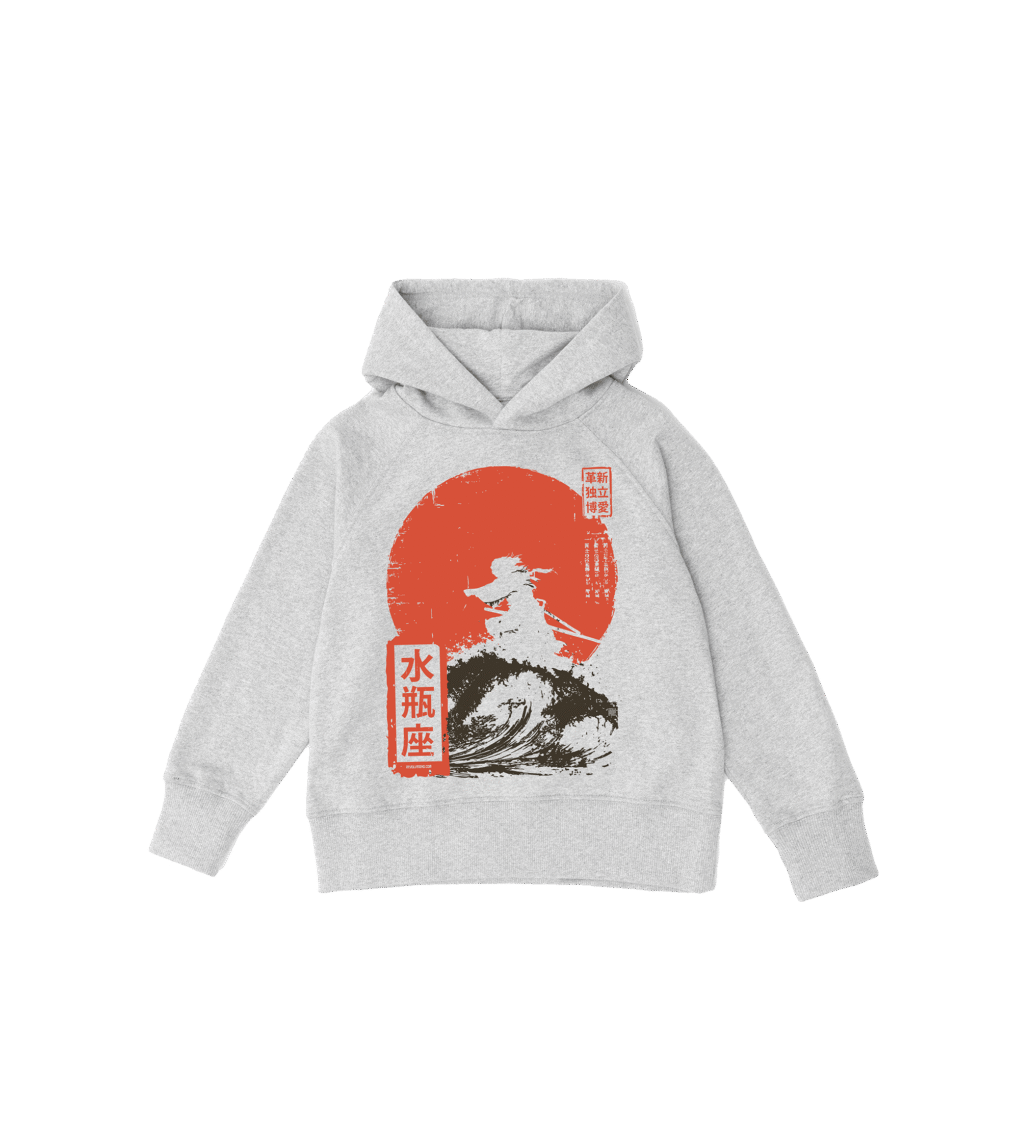 Bluza dziecięca, szara – Zodiak Wodnik – Japoński Kanji