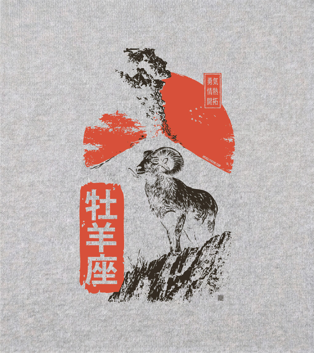 Bluza dziecięca, szara – Zodiak Baran – Japoński Kanji