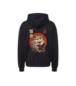 Bluza oversized z recyklingu, czarna - Zodiak Rak - Japoński Kanji