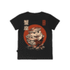 T-shirt dziecięcy z recyklingu, czarny – Zodiak Rak – Japoński Kanji