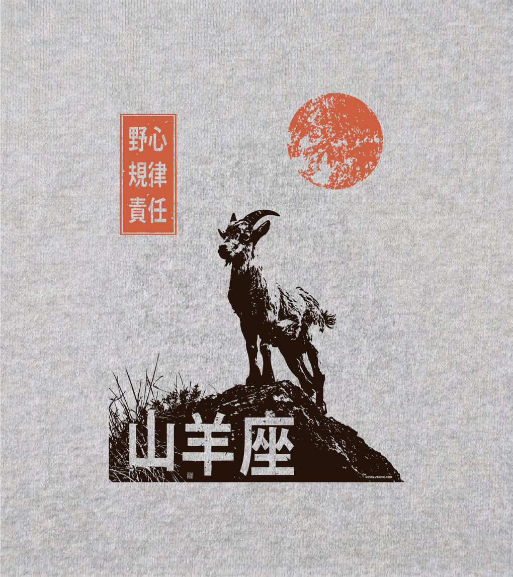 Bluza dziecięca, szara – Zodiak Koziorożec – Japoński Kanji