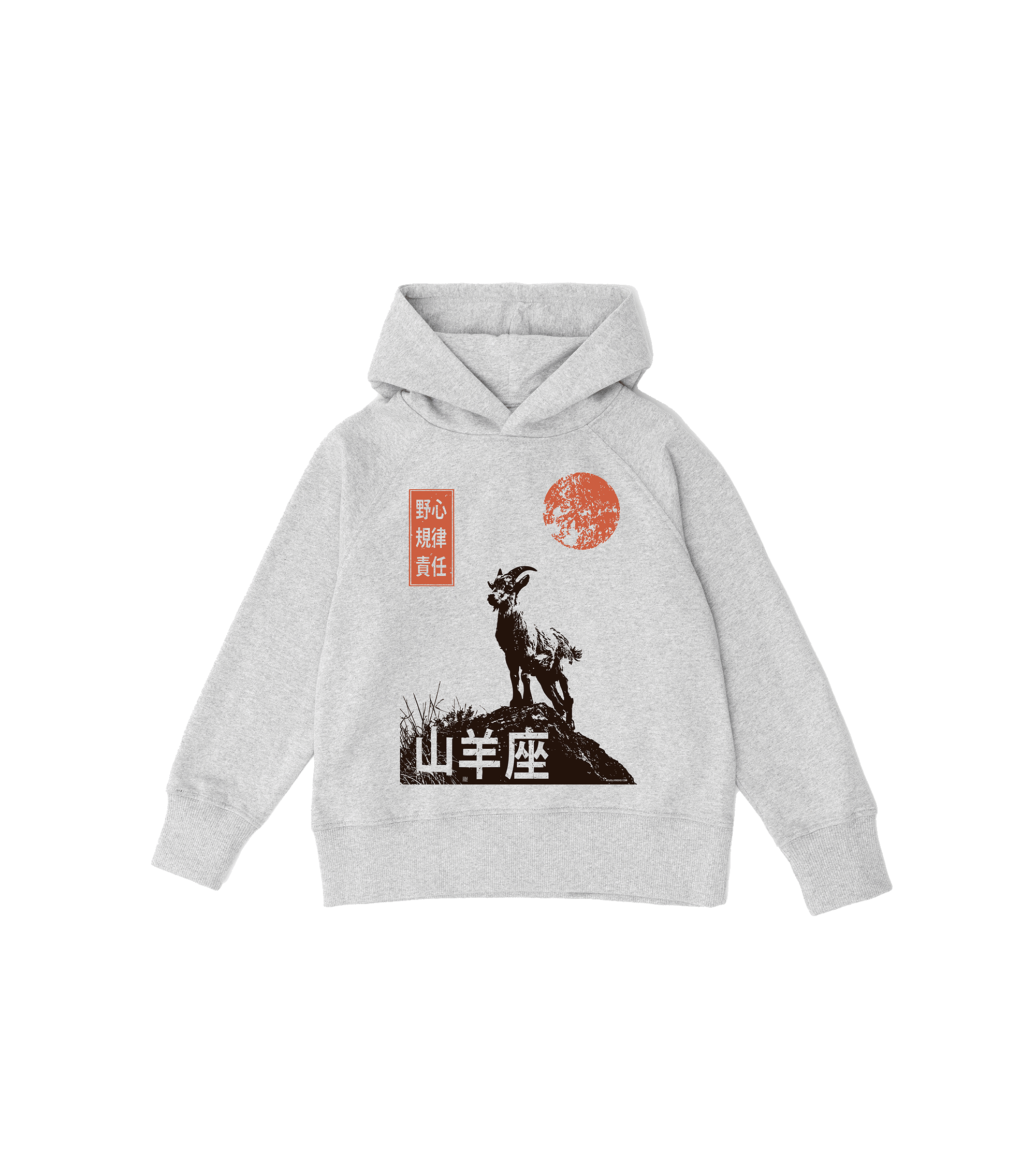 Bluza dziecięca, szara – Zodiak Koziorożec – Japoński Kanji