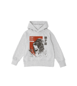 Bluza dziecięca, szara - Zodiak Lew - Japoński Kanji