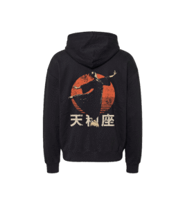 Bluza oversized z recyklingu, czarna - Zodiak Waga - Japoński Kanji