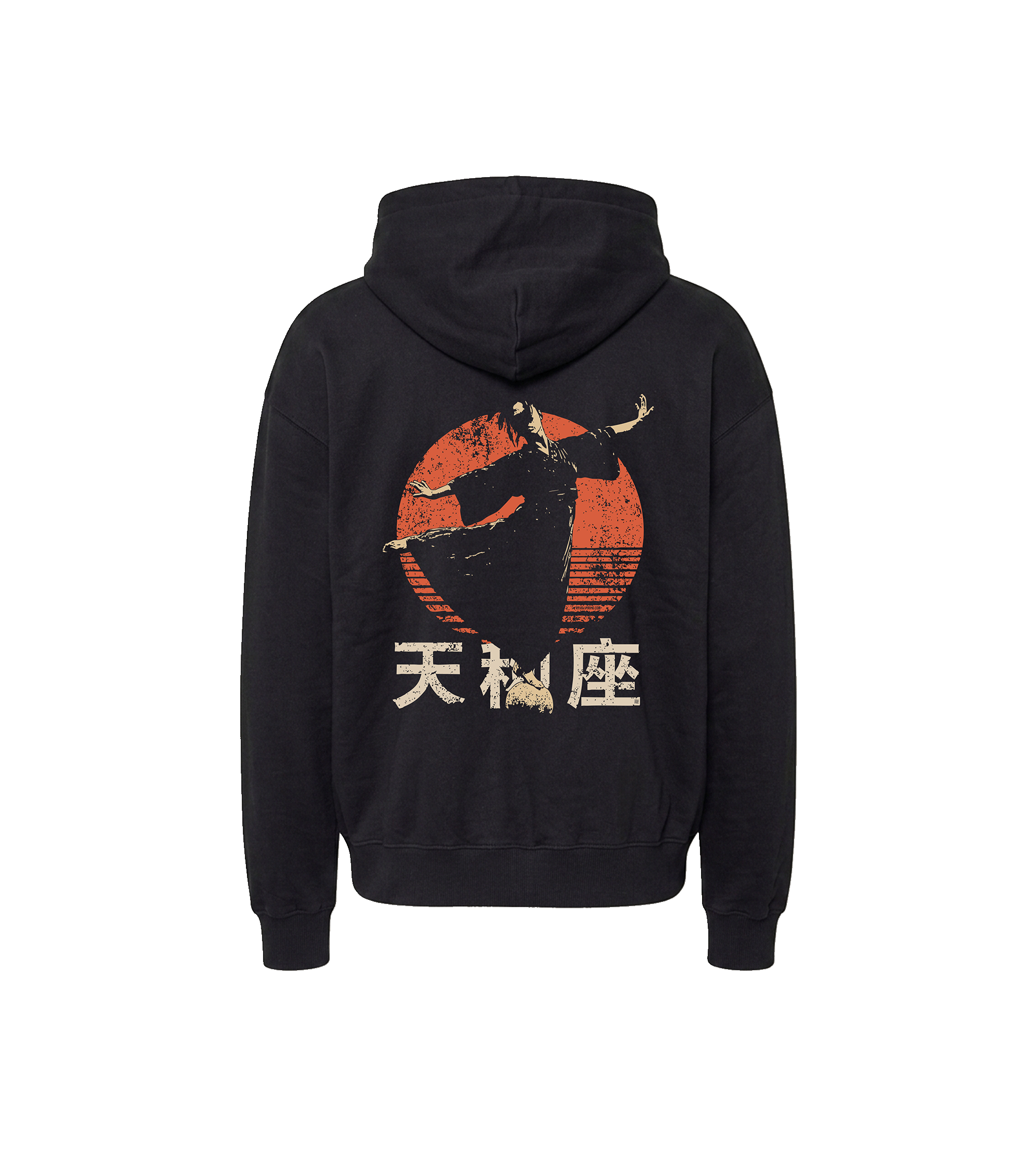 Bluza oversized z recyklingu, czarna – Zodiak Waga – Japoński Kanji
