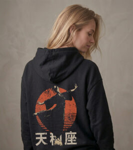 Bluza oversized z recyklingu, czarna - Zodiak Waga - Japoński Kanji