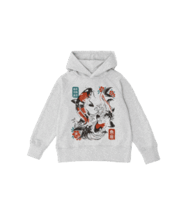 Bluza dziecięca, szara - Zodiak Ryby - Japoński Kanji