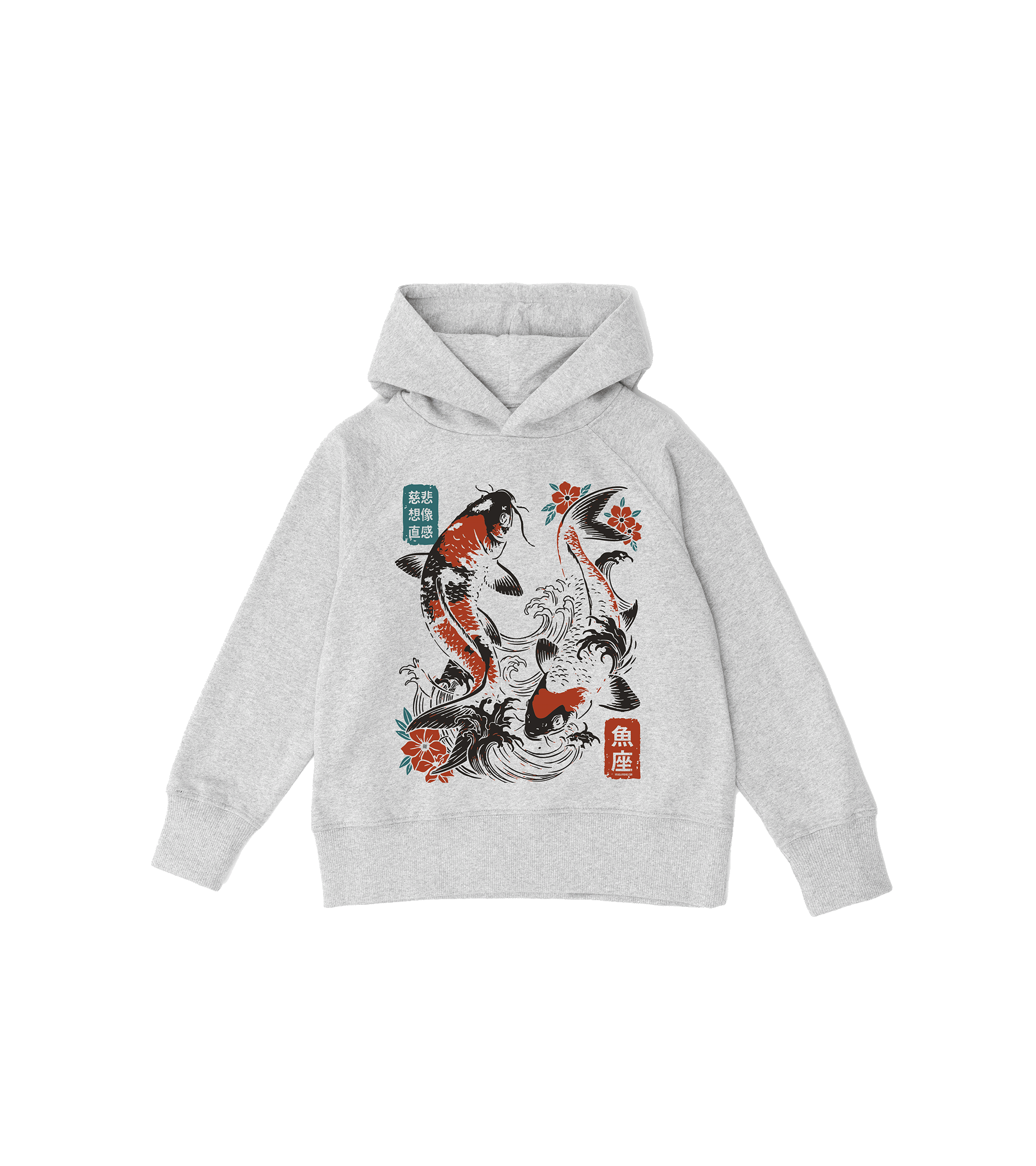 Bluza dziecięca, szara – Zodiak Ryby – Japoński Kanji