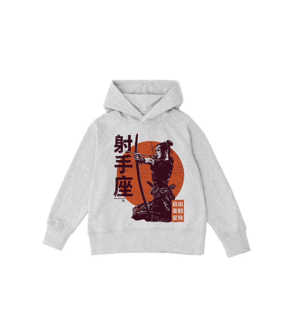 Bluza dziecięca, szara – Zodiak Strzelec – Japoński Kanji