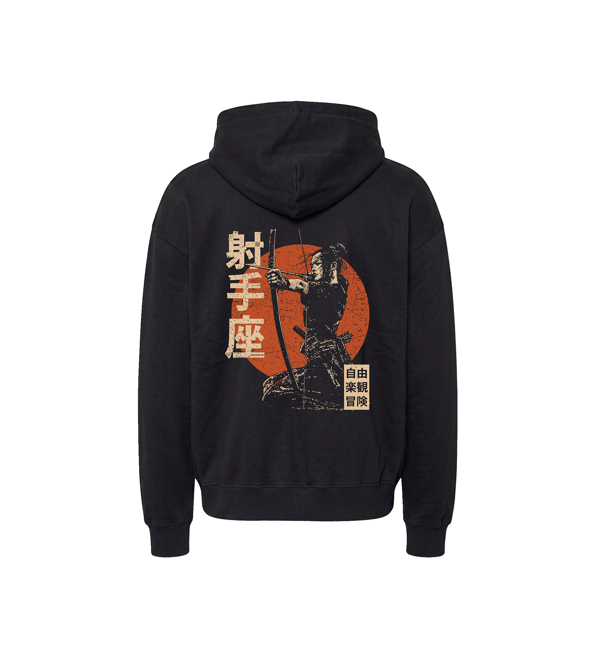 Bluza oversized z recyklingu, czarna – Zodiak Strzelec – Japoński Kanji