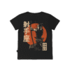 T-shirt dziecięcy z recyklingu, czarny – Zodiak Strzelec – Japoński Kanji