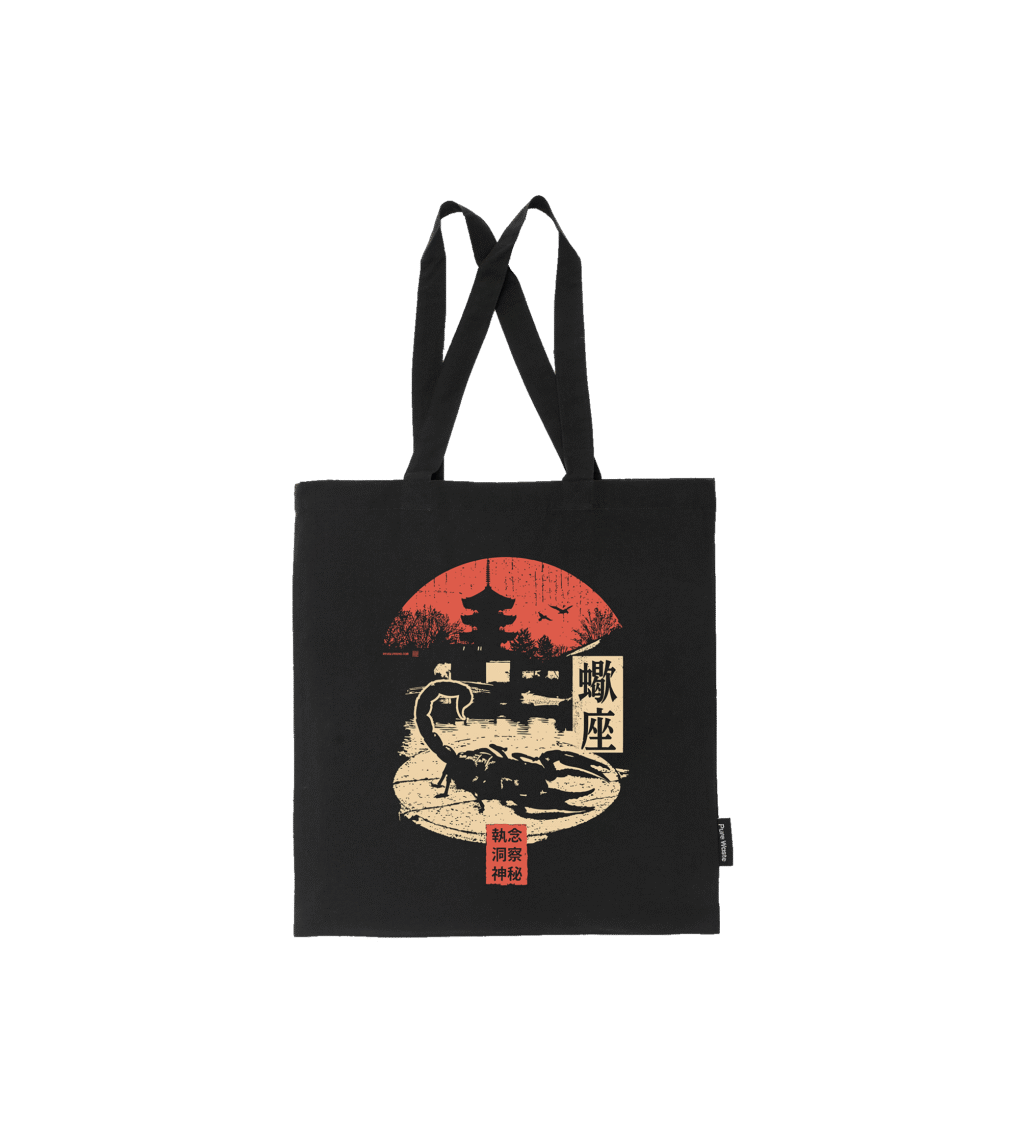 Torba bawełniana z recyklingu – Zodiak Skorpion – Japoński Kanji
