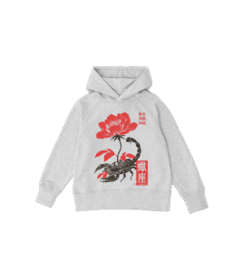 Bluza dziecięca, szara - Zodiak Skorpion - Japoński Kanji