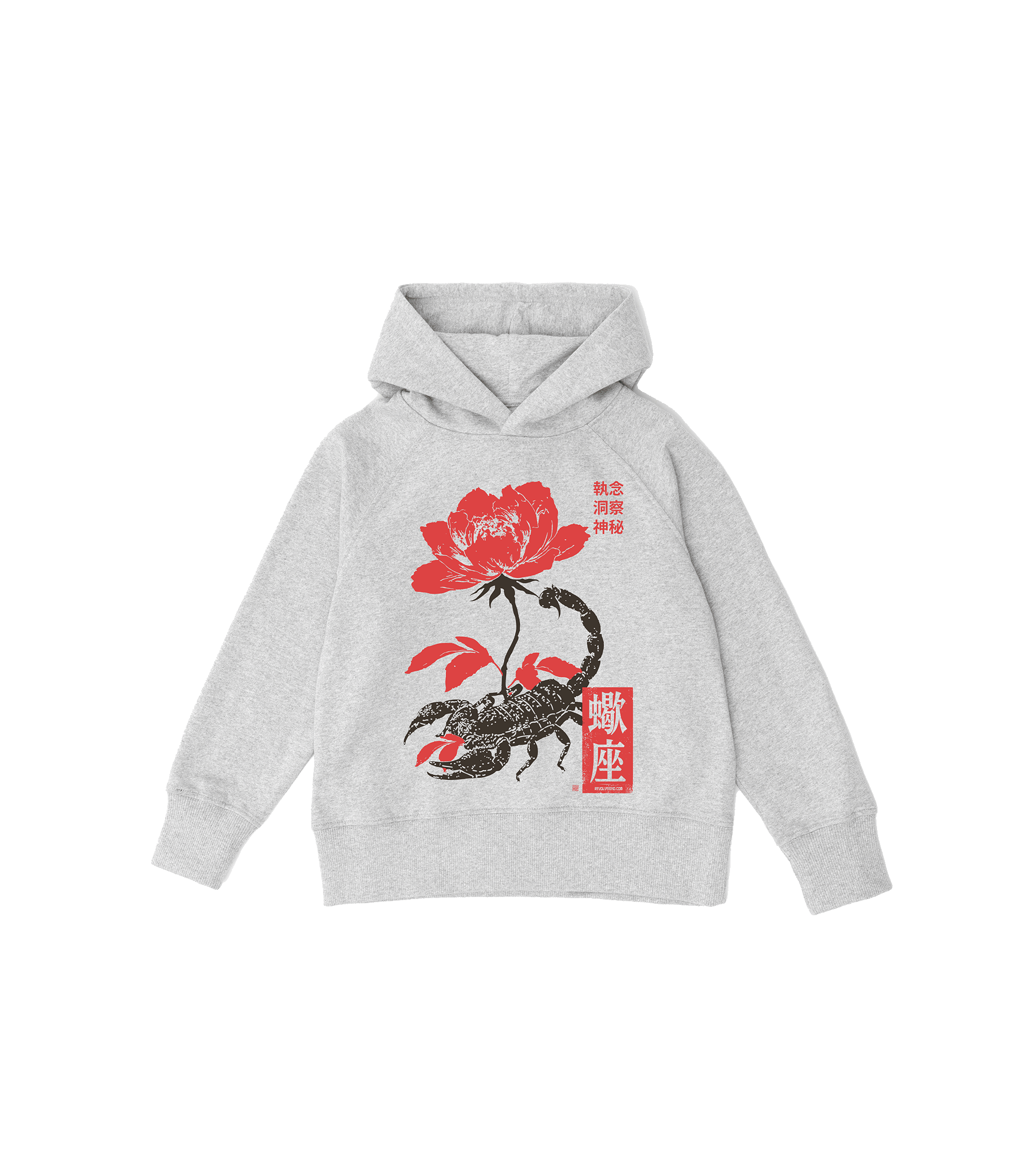 Bluza dziecięca, szara – Zodiak Skorpion – Japoński Kanji