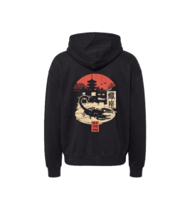 Bluza oversized z recyklingu, czarna - Zodiak Skorpion - Japoński Kanji