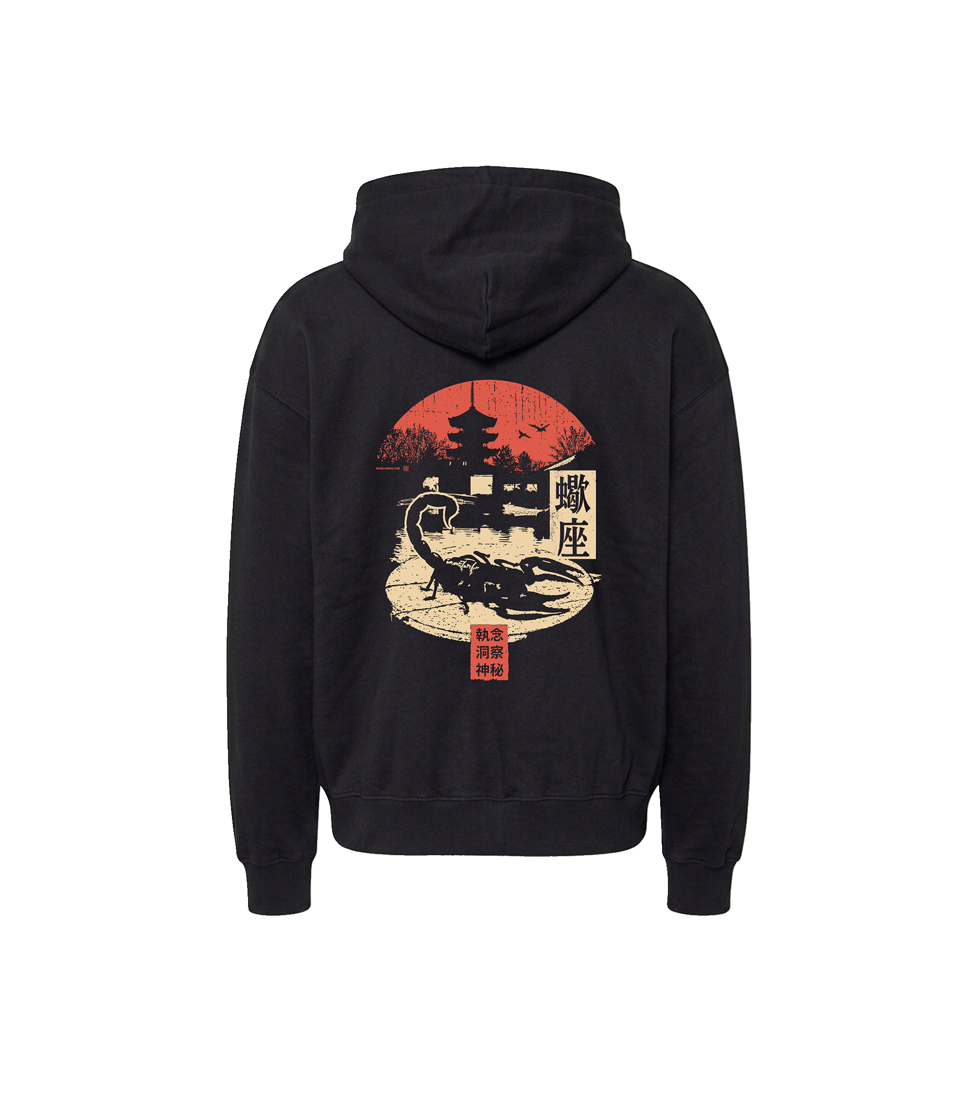 Bluza oversized z recyklingu, czarna – Zodiak Skorpion – Japoński Kanji
