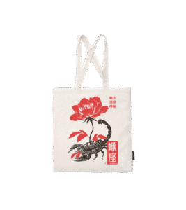 Torba bawełniana z recyklingu - Zodiak Skorpion - Japoński Kanji