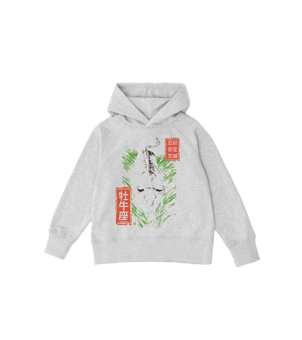 Bluza dziecięca, szara – Zodiak Byk – Japoński Kanji