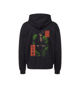 Bluza oversized z recyklingu, czarna - Zodiak Byk - Japoński Kanji