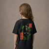 T-shirt dziecięcy z recyklingu, czarny – Zodiak Byk – Japoński Kanji
