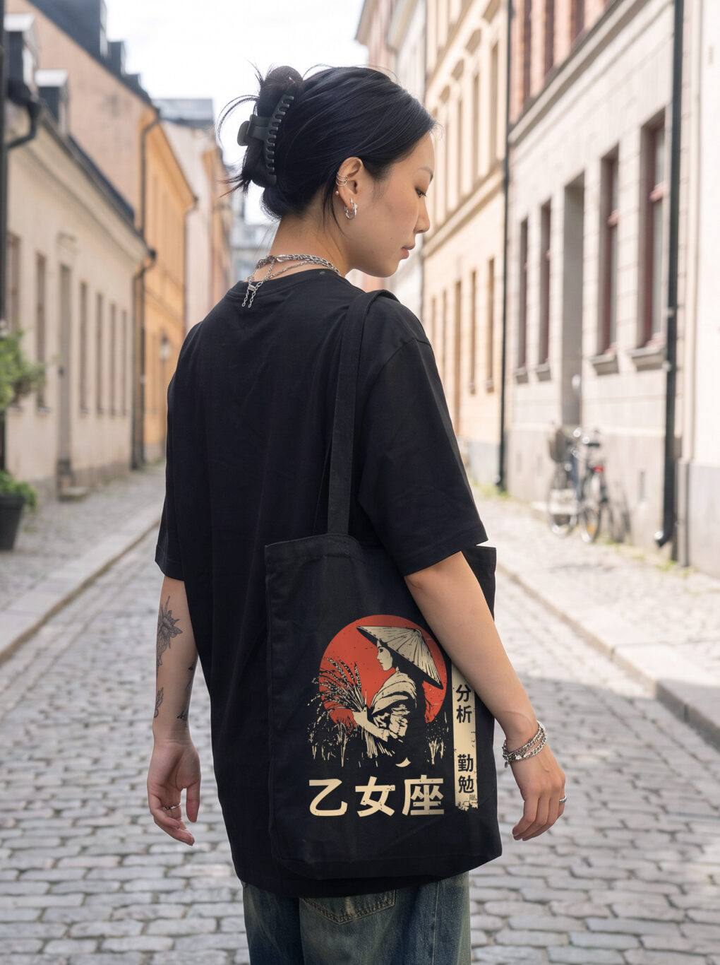 Torba bawełniana z recyklingu – Zodiak Panna – Japoński Kanji